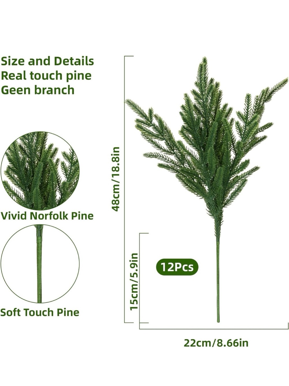 12 piece Christmas Green Norfolk Pine - Home Accents
